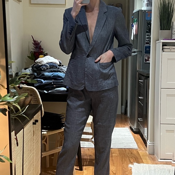 Express 2 Piece Suit - ankle paper bag pant + matching blazer - Picture 2 of 5